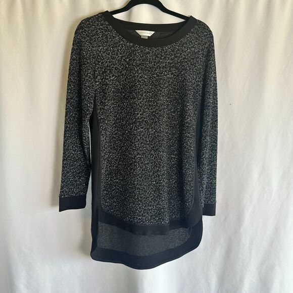 Christopher Banks Womens Sweater Tunic Top Size M BlackWhite Pattern Long Sleeve - Picture 3 of 6